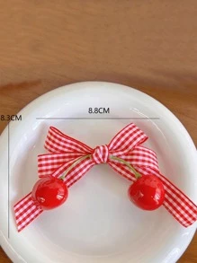 2 Peças Presilhas de Cabelo com Cereja Fofas, Acessórios de Cabelo com Laço Doce para Meninas Pequenas, Volta às Aulas