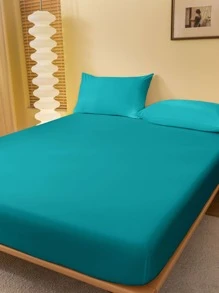 1 pezzo Copripiumino monocolore, traspirante e delicato sulla pelle, lenzuolo a fascia, coprimaterasso, copriletto da camera da letto, biancheria da letto rosa, bianca, nera per un letto singolo, set di biancheria da letto oversize multicolore per un letto matrimoniale (senza federe e cuscini) - celeste - Visualizzare 2