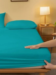 1 pezzo Copripiumino monocolore, traspirante e delicato sulla pelle, lenzuolo a fascia, coprimaterasso, copriletto da camera da letto, biancheria da letto rosa, bianca, nera per un letto singolo, set di biancheria da letto oversize multicolore per un letto matrimoniale (senza federe e cuscini) - celeste - Visualizzare 4