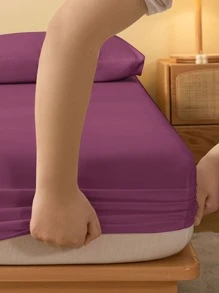 1pc Skin-Friendly, Breathable Solid Color Bed Cover/Fitted Sheet, Mattress Protector, Bedroom Bed Cover, Pink Bedding Set, White Bedding, Black Single Bed Set, Multi-Color Oversized Double Bed Set (Excluding Pillow And Pillowcase)