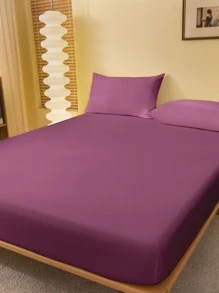 1pc Skin-Friendly, Breathable Solid Color Bed Cover/Fitted Sheet, Mattress Protector, Bedroom Bed Cover, Pink Bedding Set, White Bedding, Black Single Bed Set, Multi-Color Oversized Double Bed Set (Excluding Pillow And Pillowcase)