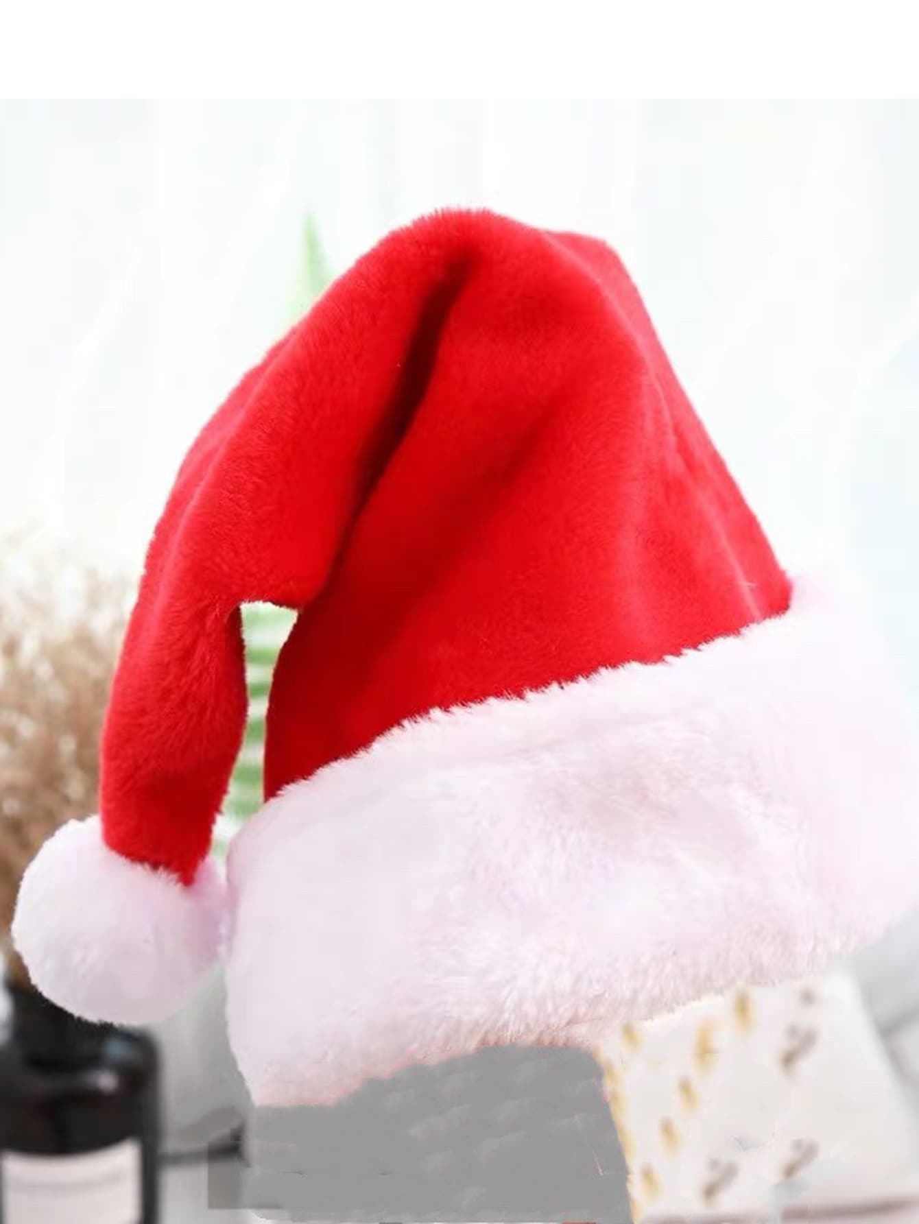 1入組聖誕帽,長毛絨聖誕老人帽裝飾用品適用於聖誕,合適適用於成年人和兒童
