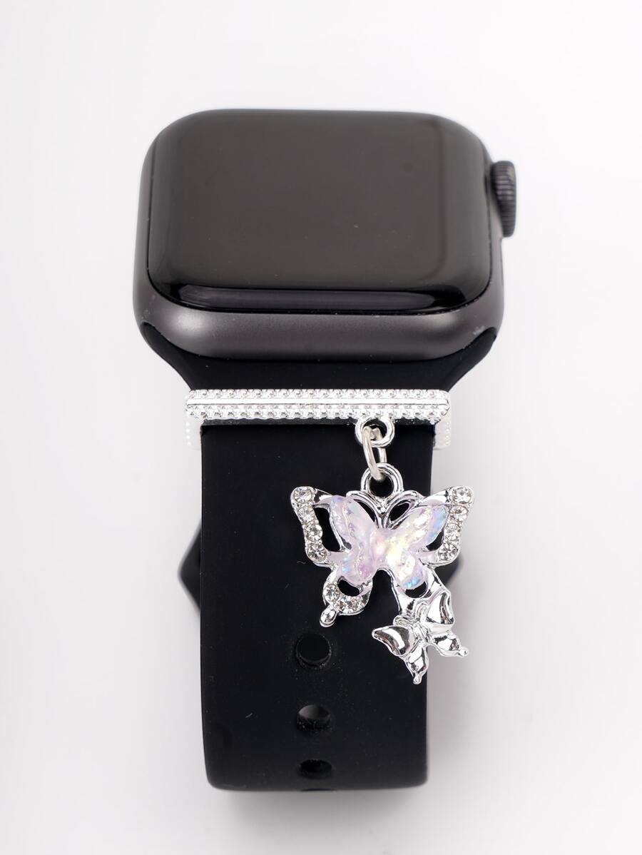 1 pieza de Adorno de anillo de decoración con banda de reloj de Mariposa con Brillantes Rhinestones compatible con Bandas de y Bandas de Reloj Galaxy Series, Regalo de Suerte para Niñas