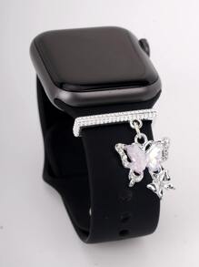 1 pieza de Adorno de anillo de decoración con banda de reloj de Mariposa con Brillantes Rhinestones compatible con Bandas de y Bandas de Reloj Galaxy Series, Regalo de Suerte para Niñas