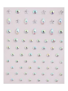 Party Joy 6pcs/pack Star Shaped Mini Rhinestone Stickers For Diy, Acrylic Rhinestone Adhesive Sticker For Face Decoration - Multicolor - View 7