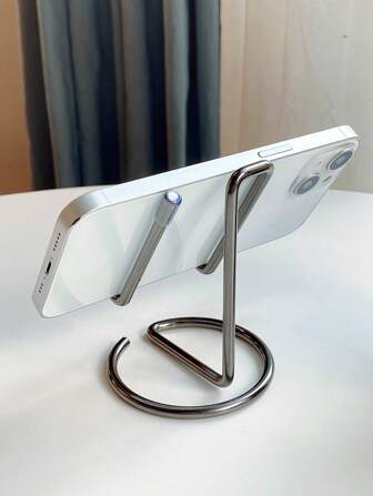 1pc Metal Phone & Tablet Desk Stand For Live Streaming, Iron Art Support Base Ornament