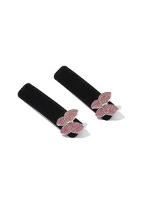 Horquilla de terciopelo con diamante de imitación con mariposa - Negro - Ver 4