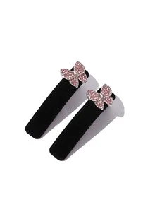 Horquilla de terciopelo con diamante de imitación con mariposa - Negro - Ver 3
