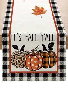 New Style Table Runner Autumn Harvest Day Pumpkin Print Tea Table Table Decoration Cloth Living Room Kitchen Tablecloth Decoration - Multicolor - View 1