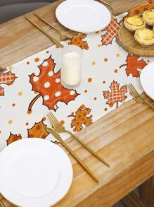 New Style Table Runner Autumn Harvest Day Pumpkin Print Tea Table Table Decoration Cloth Living Room Kitchen Tablecloth Decoration - Multicolor - View 3