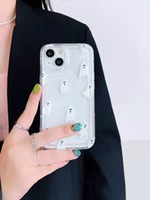 Shock-Absorbing Printed Transparent Phone Case, Halloween Ghost Print Phone Case Compatible With IPhone 16/16 Pro/16 Plus/16 Pro Max, Galaxy