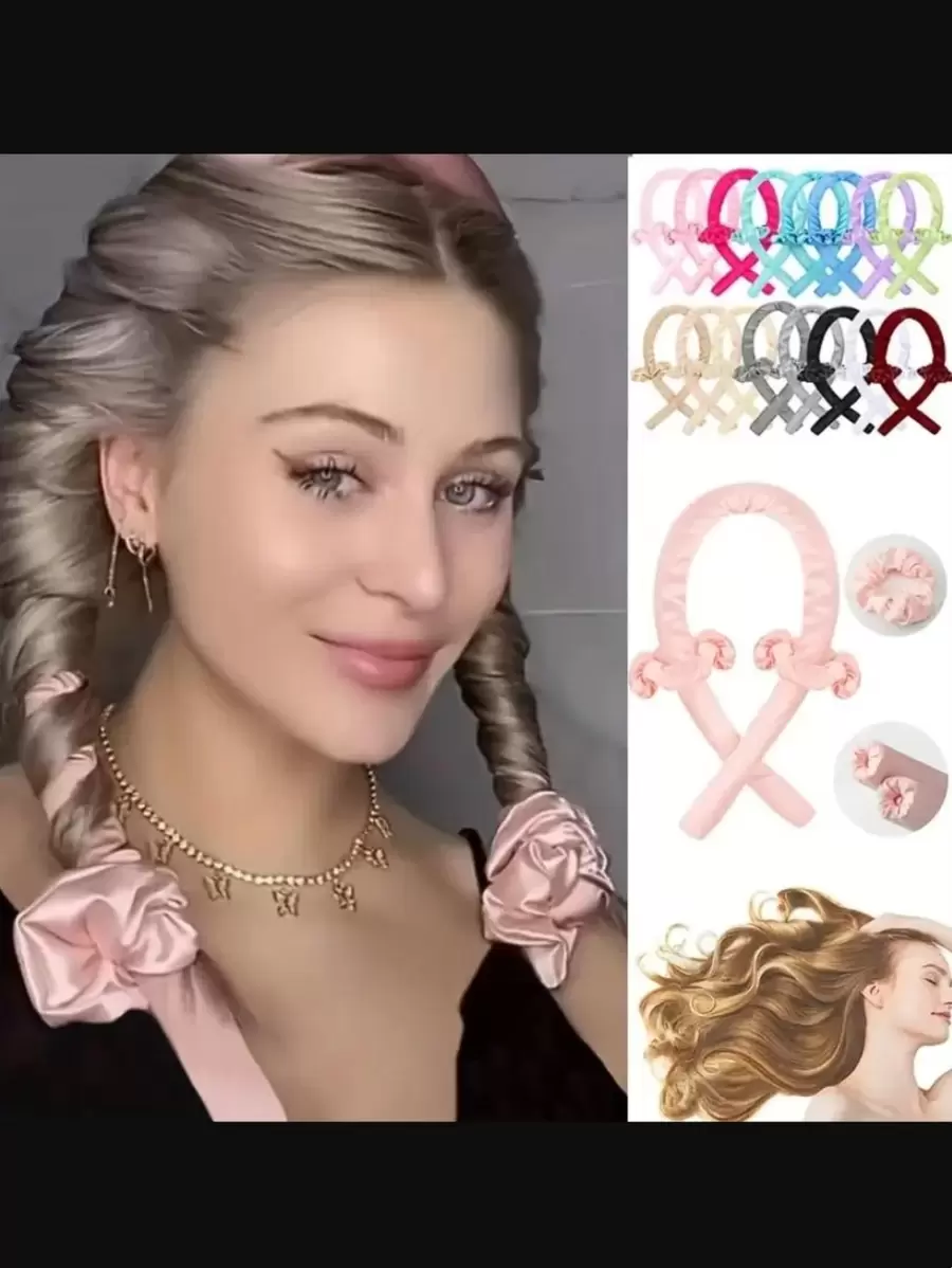 Không nhiệt Curling Rod Dây buộc tóc Đối với Dài Máy lăn tóc Đối với phụ nữ , Tóc Qua đêm Xoăn Bọc Không nhiệt Tóc Uốn xoăn Bọc Bộ dụng cụ , Máy uốn tóc Với Dây buộc tóc Móng vuốt tóc Clip 1 bộ - Hồng - Xem 1