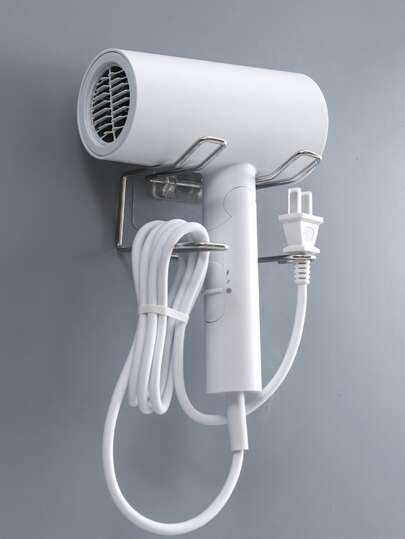 1pc Blow Dryer Stand Holder For Bathroom, Wall-mounted Hair Dryer Shelf Storage Organizer Without Drilling