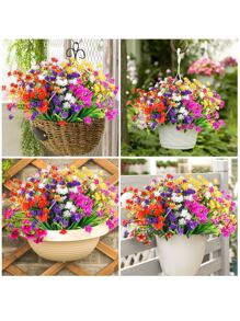 6入組彩色仿真花,UV抵抗的植物適用於室內室外懸掛播種機家庭廚房辦公室花園婚禮裝飾 - 彩色 - 查看 4