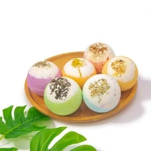 1入組100克沐浴鹽球帶玫瑰花瓣,泡泡浴球帶精油適用於舒緩和放鬆沐浴 - 紫色 - 查看 4