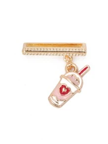 1 件合金粉色心形咖啡杯表带吊饰装饰环兼容 Apple 表带配件兼容 Galaxy 表带系列吊饰女孩幸运礼物 - 粉色 - 查看 5