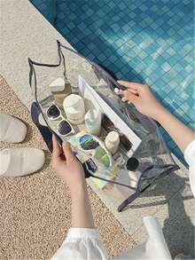 PVC Summer Outdoor Swimming Bag Waterproof Toiletry Bag Large Capacity Portable Beach Bag - Navy Blue - View 7