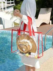 PVC Summer Outdoor Swimming Bag Waterproof Toiletry Bag Large Capacity Portable Beach Bag - Navy Blue - View 4