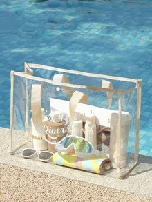 PVC Summer Outdoor Swimming Bag Waterproof Toiletry Bag Large Capacity Portable Beach Bag - Navy Blue - View 6