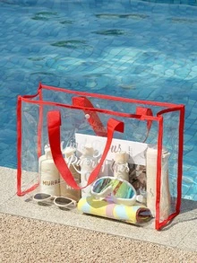 PVC Summer Outdoor Swimming Bag Waterproof Toiletry Bag Large Capacity Portable Beach Bag - Navy Blue - View 5