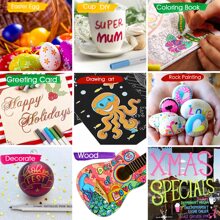 精細的金屬質感馬克筆,12多種顏色塗料筆帶精確線點,適用於藝術搖滾繪畫,黑色紙板繪畫,手工製作相簿卡製作,金屬,陶瓷,玻璃,創意陶瓷繪畫,12入組/盒 - 彩色 - 查看 8