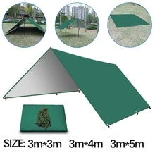 Outdoor Camping Tarp, Camping Tarpaulin Awning, Lightweight UV Resistant and PU 3000mm Waterproof Rainproof Tarpaulin Shelter - Army Green - View 1