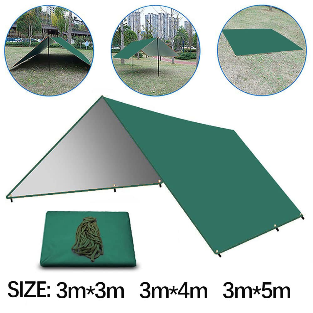 Outdoor Camping Tarp, Camping Tarpaulin Awning, Lightweight UV Resistant and PU 3000mm Waterproof Rainproof Tarpaulin Shelter - Army Green - View 1