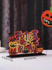 1 pieza Halloween fiesta Decoración de madera calabaza exhibición Adorno para atmósfera - Multicolor - Ver 5