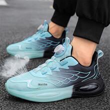 男士旋鈕扣飾&前漸變字母拼貼戶外運動織物運動鞋 - 黑色 - 查看 2