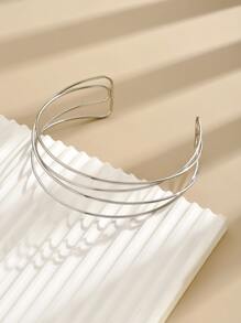 1pc Euramerican Exaggerated Asymmetrical Geometric Necklace Punk Metal Choker For Women Shiny Personalized Choker Necklace, Suitable For Couples Matching - Silver - View 4