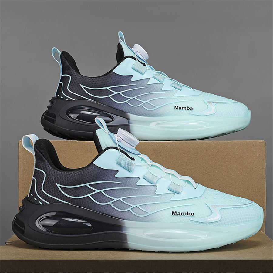 男士旋鈕扣飾&前漸變字母拼貼戶外運動織物運動鞋 - 黑色 - 查看 1