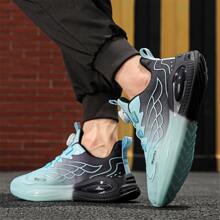 男士旋鈕扣飾&前漸變字母拼貼戶外運動織物運動鞋 - 黑色 - 查看 7