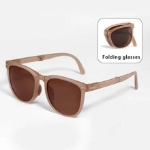 1pc Women's Foldable Fashion Glasses, Brown - Brown - View 3