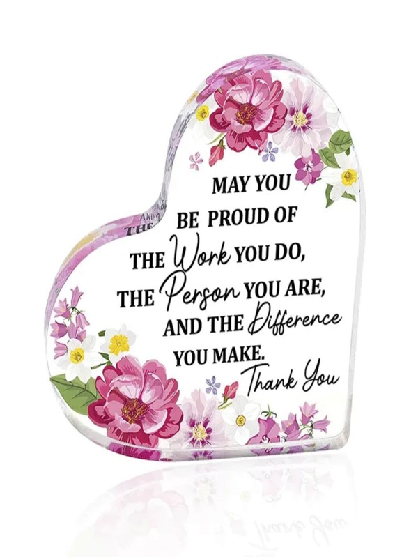 1 pièce Décoration De Bureau , Acrylique Design Cœur Avec transparent Thank You À parents , Enseignants , Amis , Et Pour Ton Cadeau D'Anniversaire