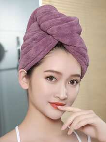 1个装干发帽，纯色布艺女士强力吸水加厚浴帽，适用于浴室、家居装饰、返校季、美容院、酒店、运动、居家必备，可作毛巾、护肤干发巾使用。