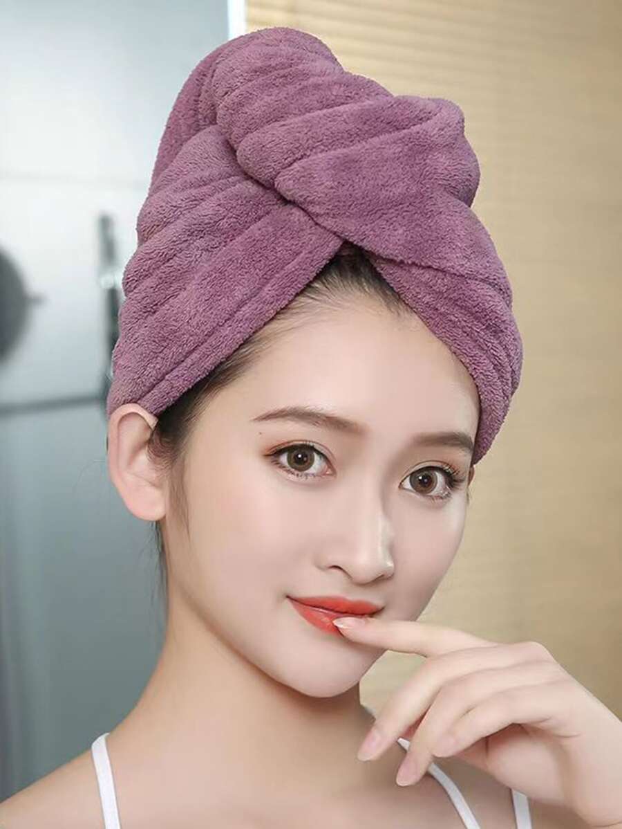 1个装干发帽，纯色布艺女士强力吸水加厚浴帽，适用于浴室、家居装饰、返校季、美容院、酒店、运动、居家必备，可作毛巾、护肤干发巾使用。