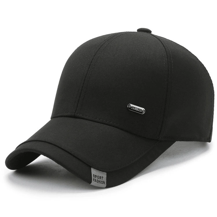 Black Baseball Cap With Letter Detail - Black - View 1