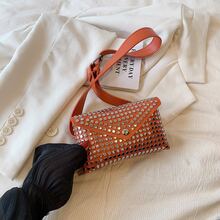 时尚百搭铆钉朋克风优雅街头迷你皮革腰包 - 橘色 - 查看 5
