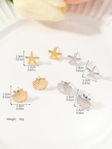 8入組/套貝殼海星多元素海灘主題耳環成套工具,生日禮物 - 彩色 - 查看 3
