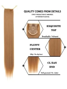 Lång Rak Ponny Svans Syntetisk Hår Fibre 55CM Dragsko Fake Baklykta Brunt Mörk Brunt - Light Brown - Visa 5