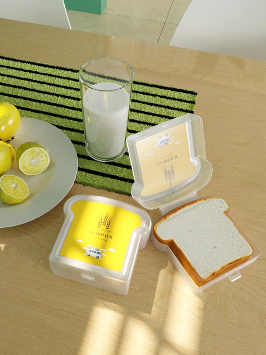 1pc Bread Box Storage, Reusable Clear Container For Cake Rolls And Toast, Home Use - Yellow - View 1