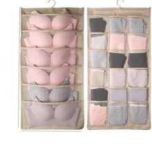 doméstico doble faz 36 cuadros Ropa interior almacenamiento tipo de cajón Calcetines Sujetador Braguitas apartado de cuadros armario almacenamiento Bolsa colgante - Gris - Ver 2