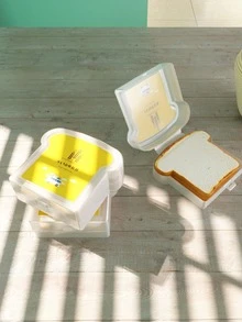 1pc Bread Box Storage, Reusable Clear Container For Cake Rolls And Toast, Home Use - Yellow - View 3