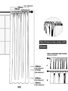 Polyester Sheer Panel Curtain, Modernist Floral Pattern Light Filtering Privacy Sheer Curtain For Living Room, Bedroom - White - View 7