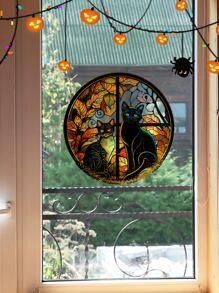 1pc Vintage Cat Pvc Electrostatic Glass Sticker - Multicolor - View 1