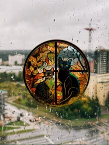 1pc Vintage Cat Pvc Electrostatic Glass Sticker - Multicolor - View 3