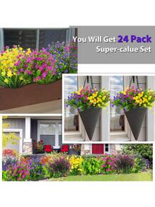6 Fleurs Artificielles Pour Extérieur 6 Style Décoration UV Résistant Fausses Fleurs Verdure Plante Fausses Fleurs Pour Décoration Extérieur Plante Suspendu Pot De Fleur Domicile Jardin Décor - Multicolore - Voir 4
