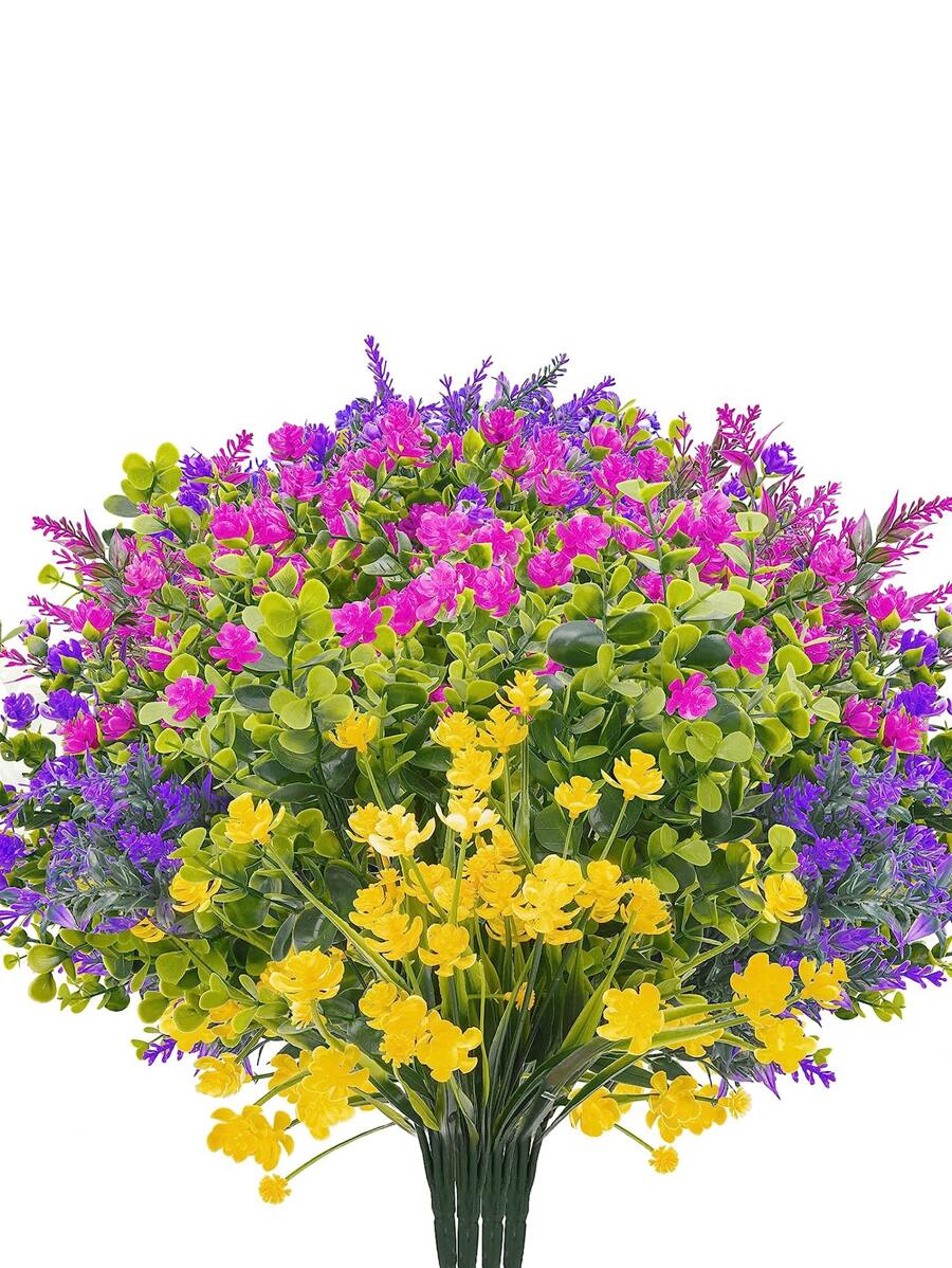 6 Fleurs Artificielles Pour Extérieur 6 Style Décoration UV Résistant Fausses Fleurs Verdure Plante Fausses Fleurs Pour Décoration Extérieur Plante Suspendu Pot De Fleur Domicile Jardin Décor - Multicolore - Voir 1