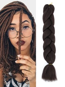 棕色辮子接發24寸1包合成耐高溫彩虹巨型辮子發麻花鉤針女發
