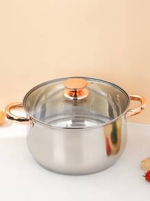 kaisa villa 五層加厚底部不鏽鋼湯鍋，配有不粘塗層，適用於電磁爐和燃氣爐，家用 - 金色 - 查看 1